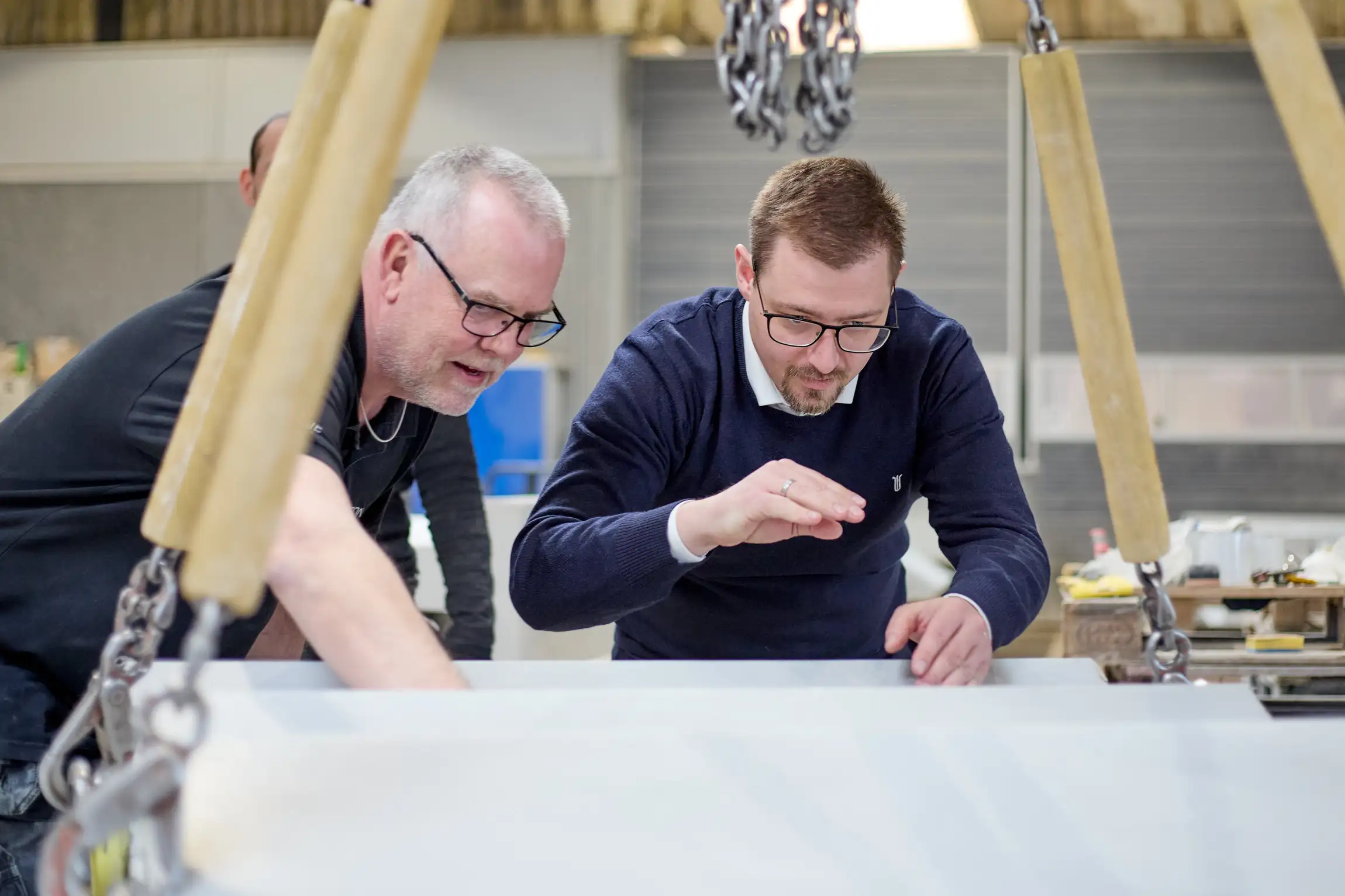 An office worker looking at concrete elements